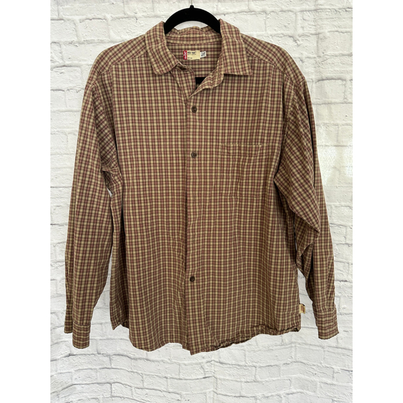 Levis Red Tab Plaid Shirt Cabincore Americana Mens XL Red Brown - Picture 2 of 4